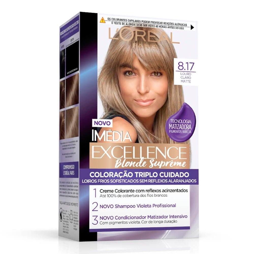 Tintura Imédia Excellence Blonde Supreme 8.17 Louro Claro Matte 47g