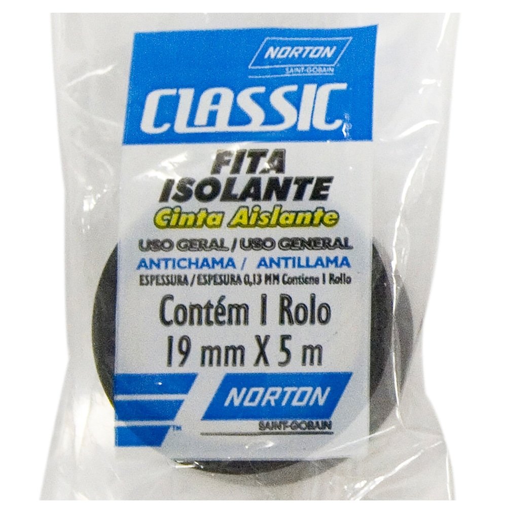 Fita Isolante Norton Classic 19mm x 5m Importada - Embalagem com 24 Unidades