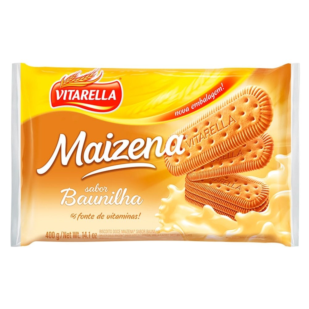 Biscoito Vitarella Maizena Baunilha 400g - Embalagem com 20 Unidades