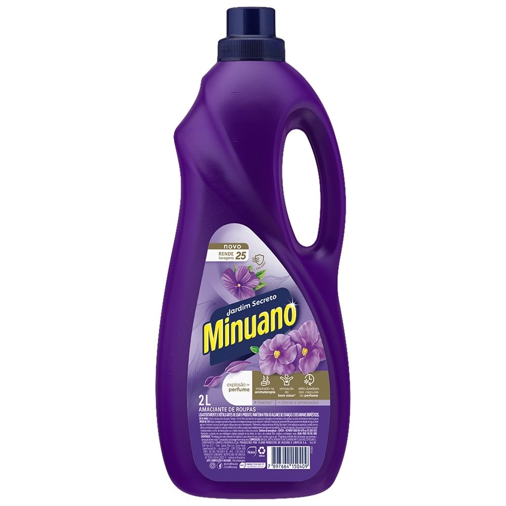 Amaciante Minuano Jardim Secreto 2 Litros - Embalagem com 6 Unidades