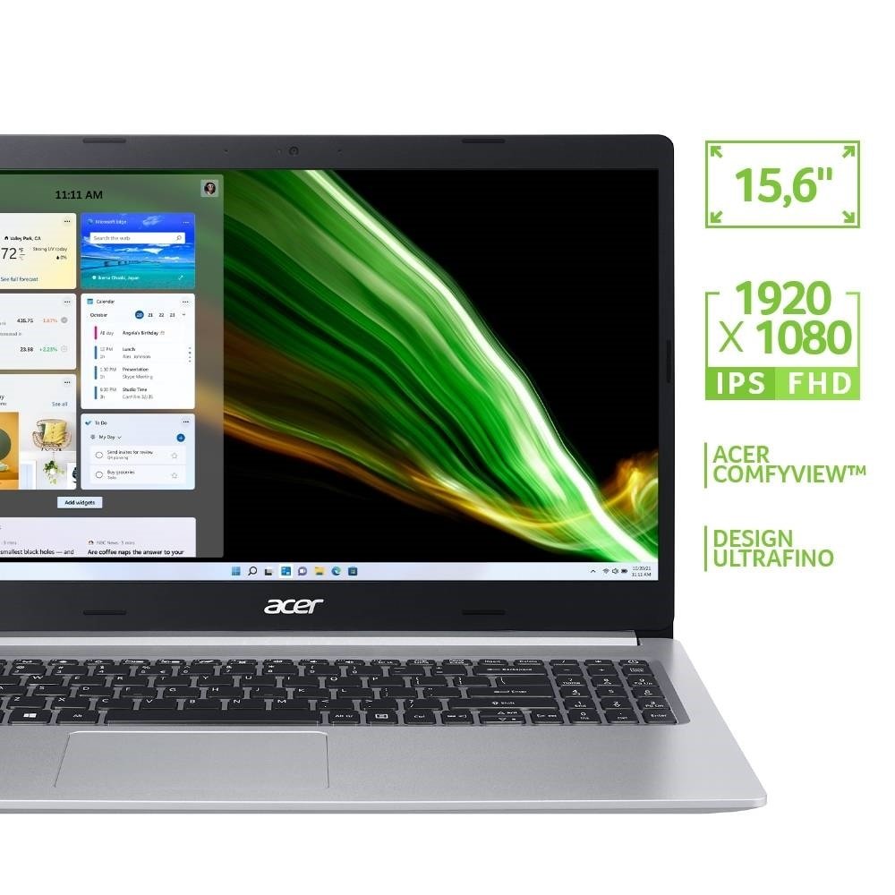 Notebook Acer Aspire 5 A515-45G-R46X Tela de 15.6" AMD Ryzen 7 | SSD 512GB, 8GB RAM, Windows 11, Prata