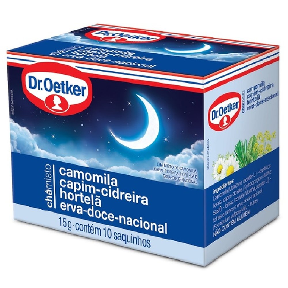 Cha Camomila, Cidreira, Hortela e Erva Doce 15g Com 10 saches