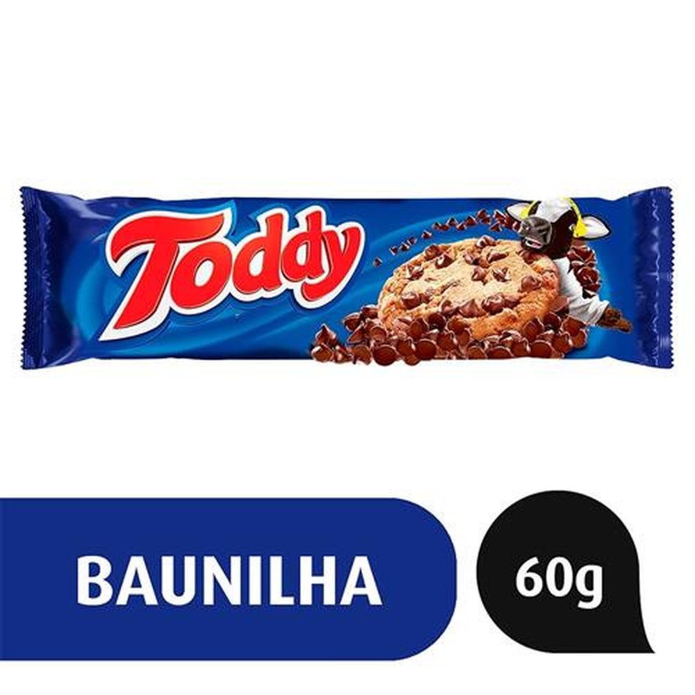 Biscoito Toddy Cookies Baunilha com Gotas de Chocolate 60g Embalagem com 64 Unidades