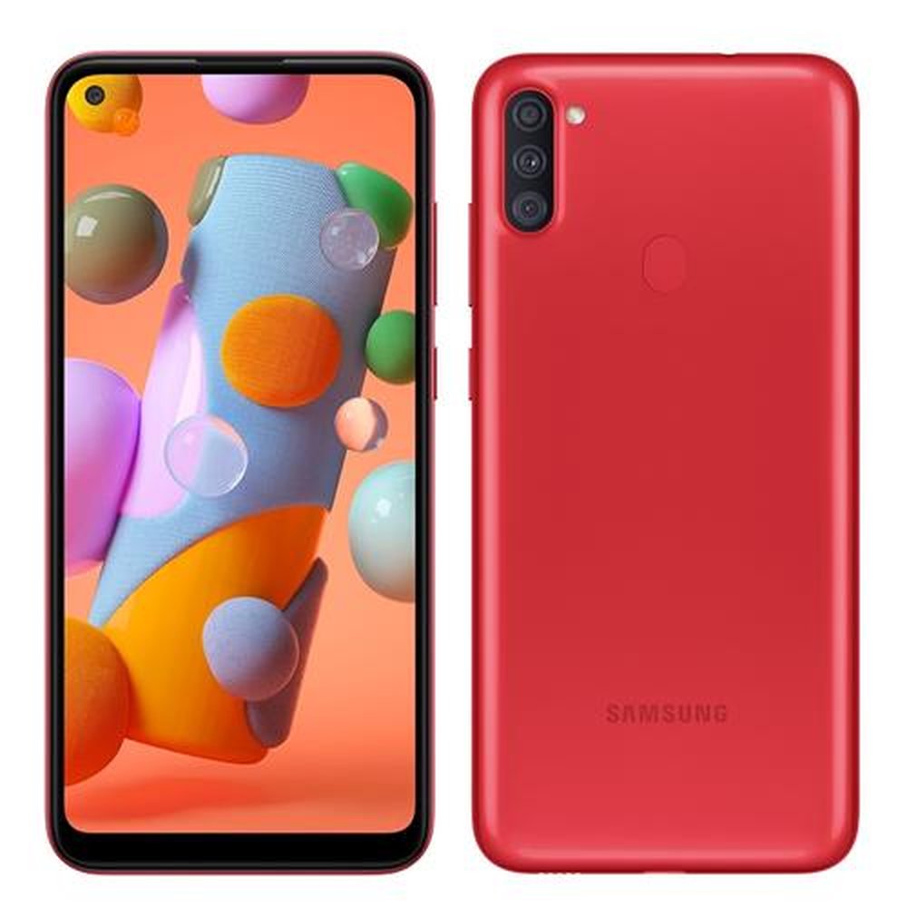 Smartphone Samsung Galaxy A11, Vermelho, Tela 6.4", 4G+WI-Fi, Android 10, Câm Traseira 13+5+2MP e Frontal 8MP, 64GB