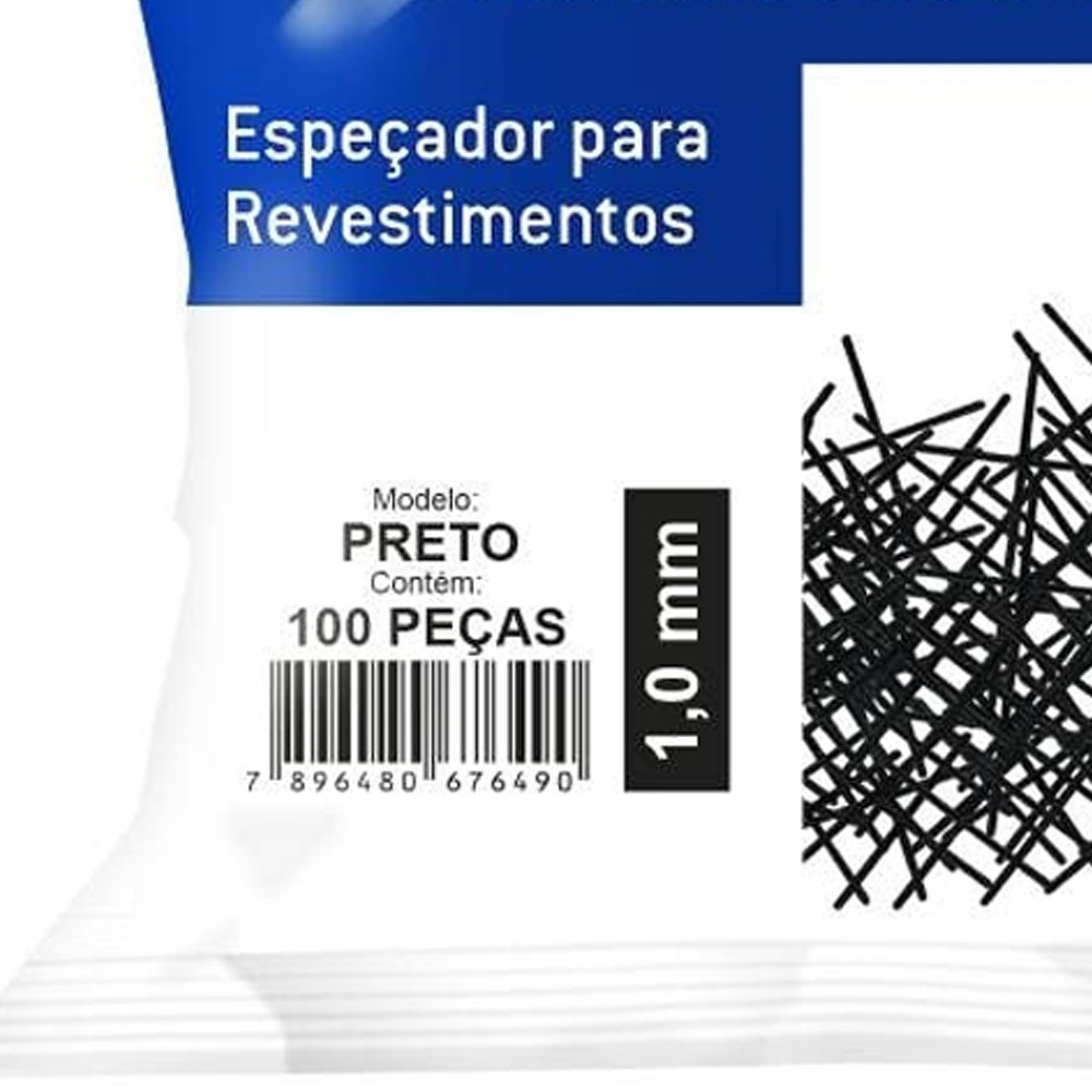 Espaçador Cruzeta Pratik para Dilatação Piso 1mm Preto - Embalagem com 100 Unidades