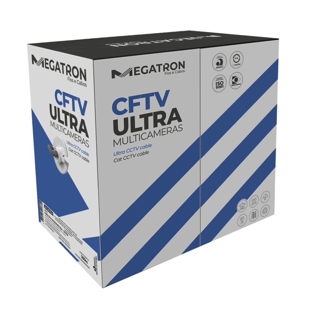 Cabo Ultra CFTV Megatron Mega Alarme 4 Pares CCA 300m Azul
