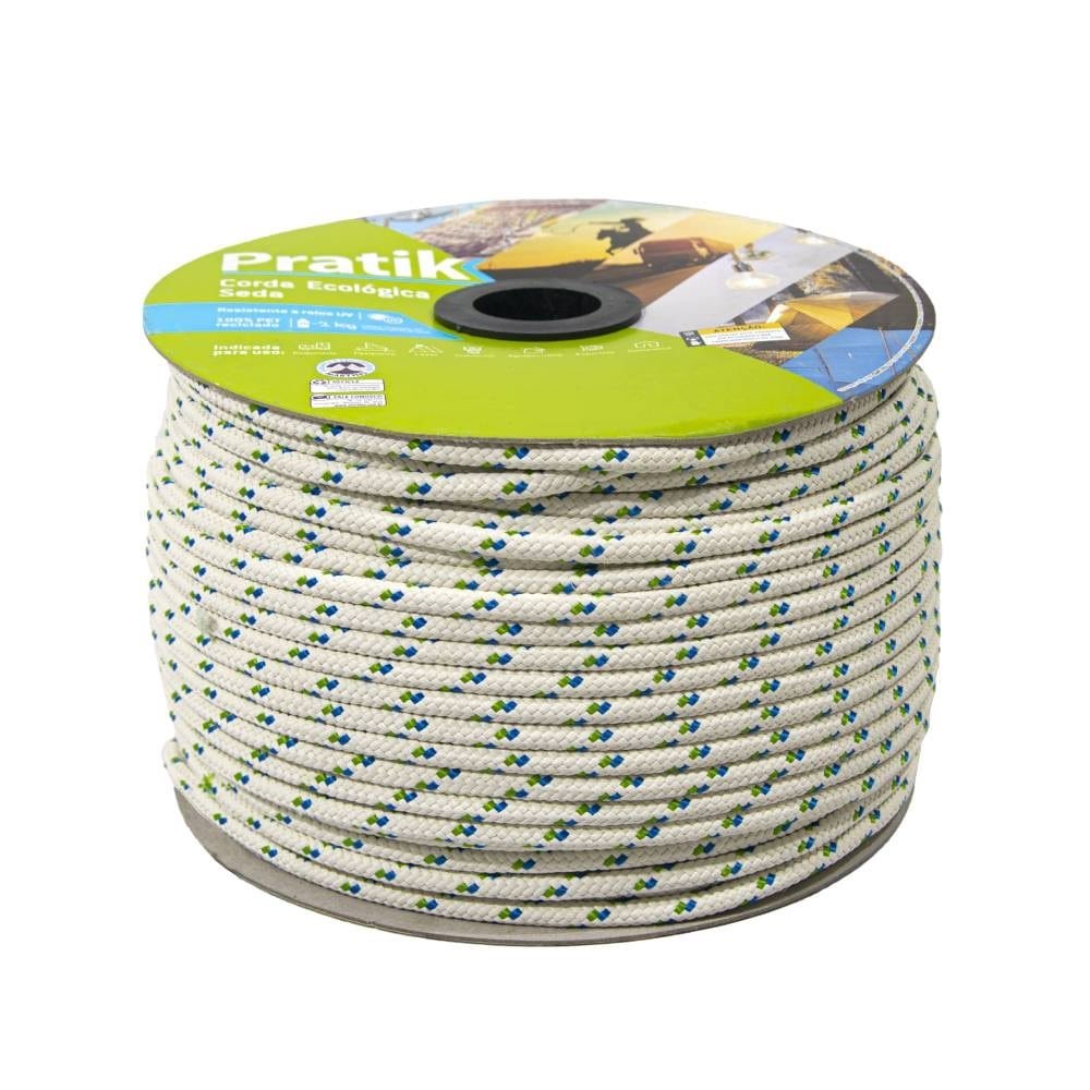 Corda Trançada Pratik Branco/Verde/Azul Carretel 10mmx113m