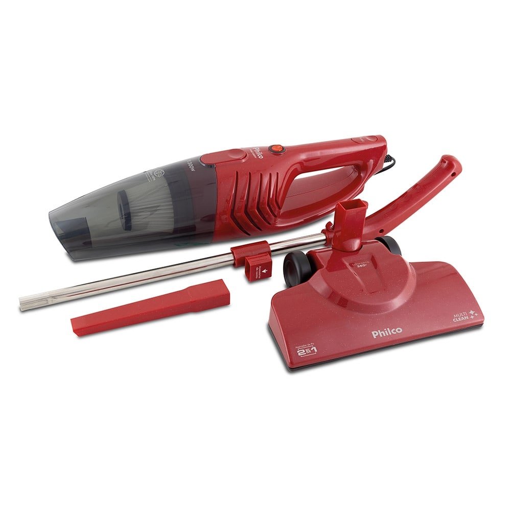 Aspirador de Pó Vertical Philco PAS1300V Multi Clean - 650ml, 1300W, Vermelho, 110V