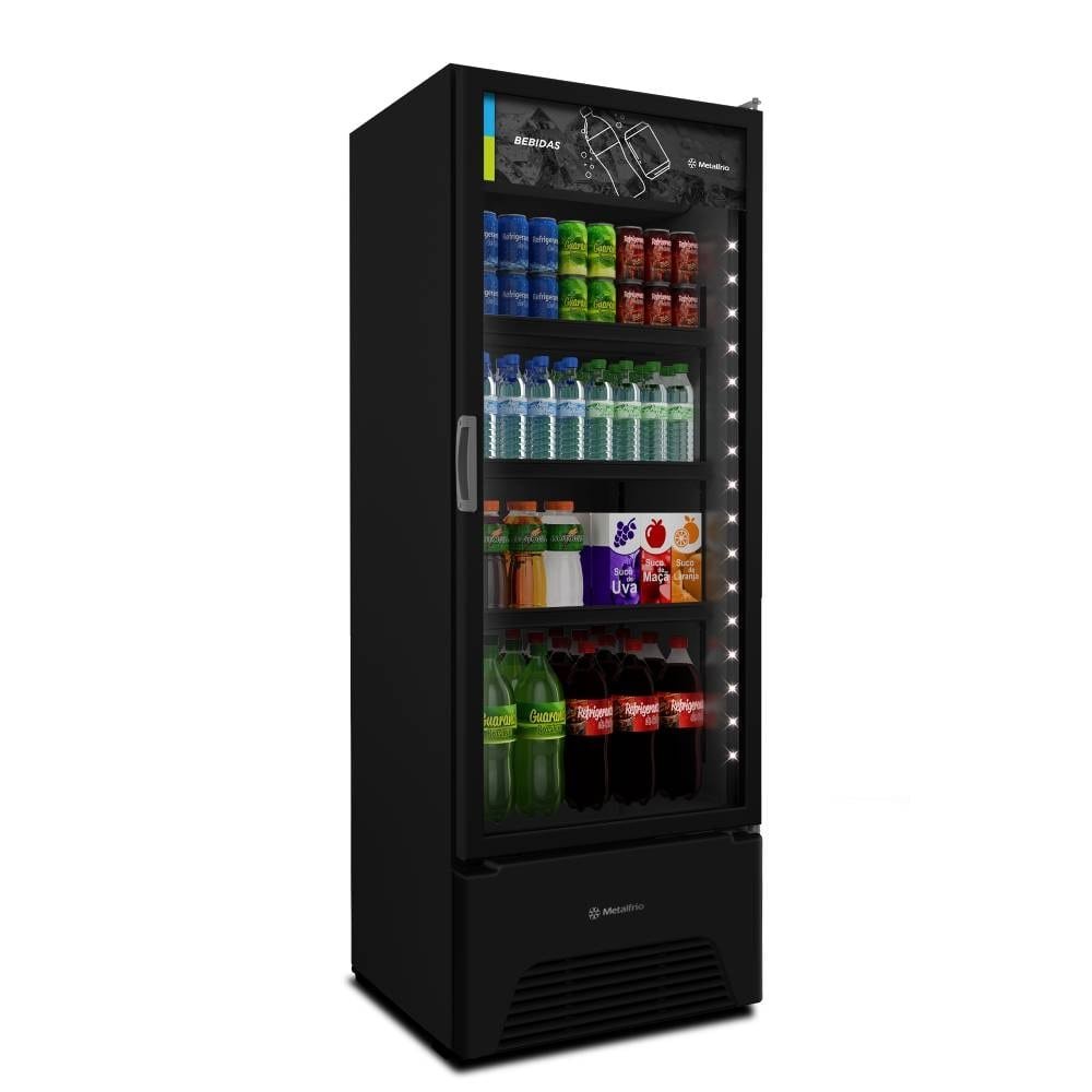 Refrigerador Vitrine Metalfrio 398 Litros VB40AH - Frost Free, Porta de Vidro, Preto, 220V