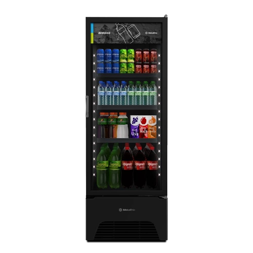 Refrigerador Vitrine Metalfrio 398 Litros VB40AH - Frost Free, Porta de Vidro, Preto, 220V