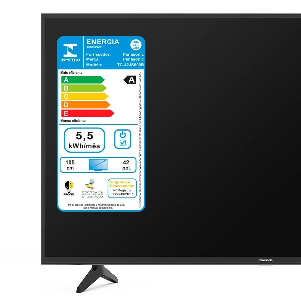 Smart TV LED 42" Panasonic TC-42JS500B HD com Wi-Fi, 1 USB, 2 HDMI, 60Hz