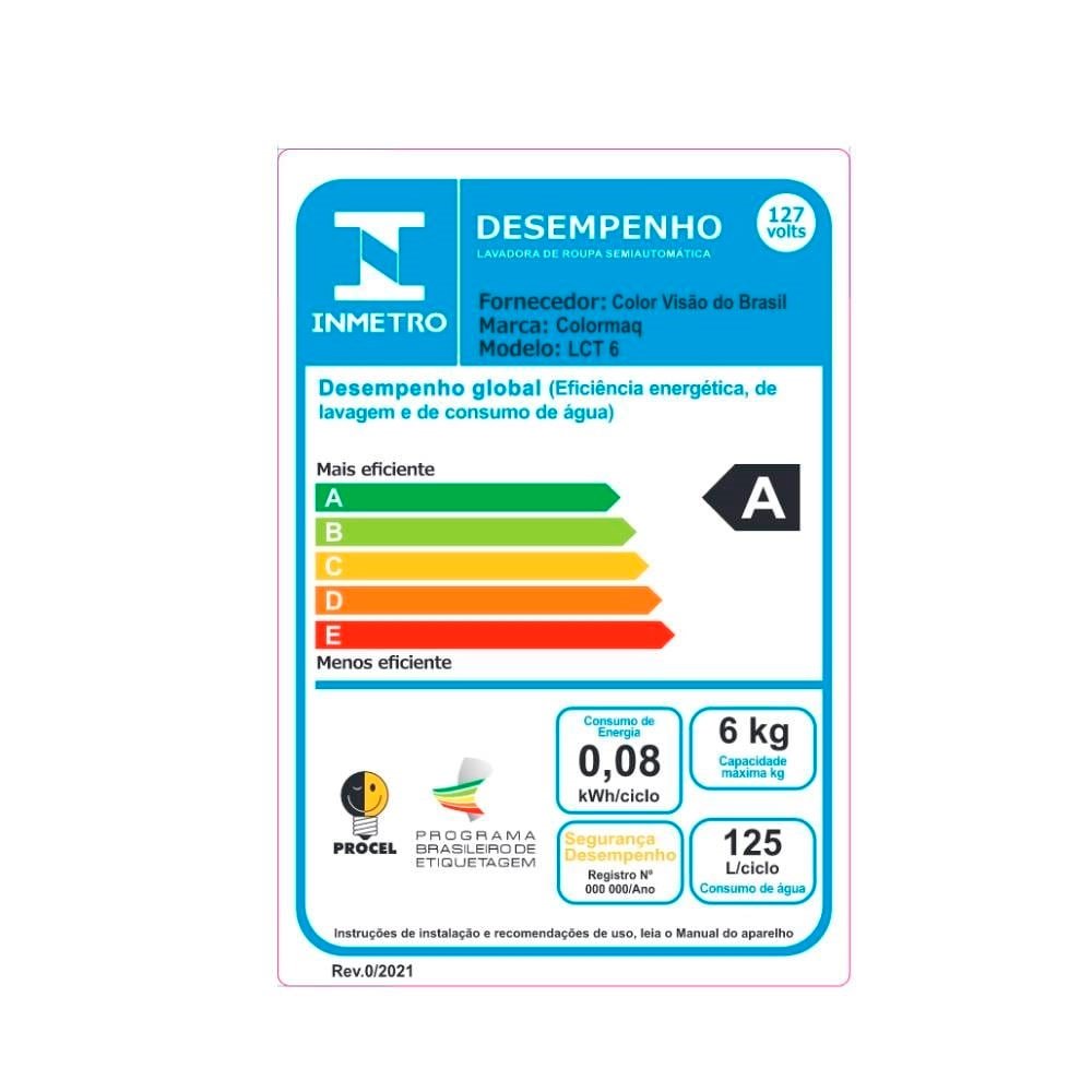 Tanquinho/Máquina de Lavar Roupas Semi-automática 6Kg Colormaq LCT 6 Branco 110V
