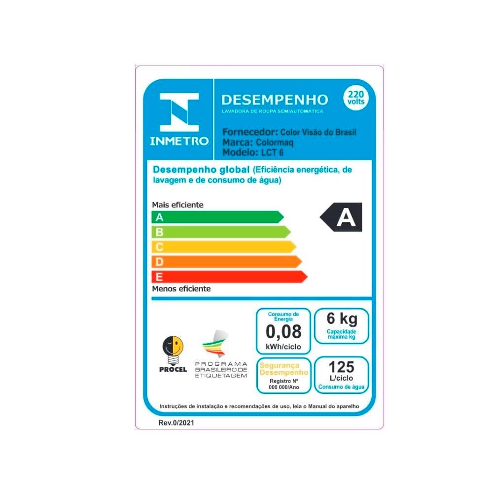 Tanquinho Colormaq 6kg Branco 220v