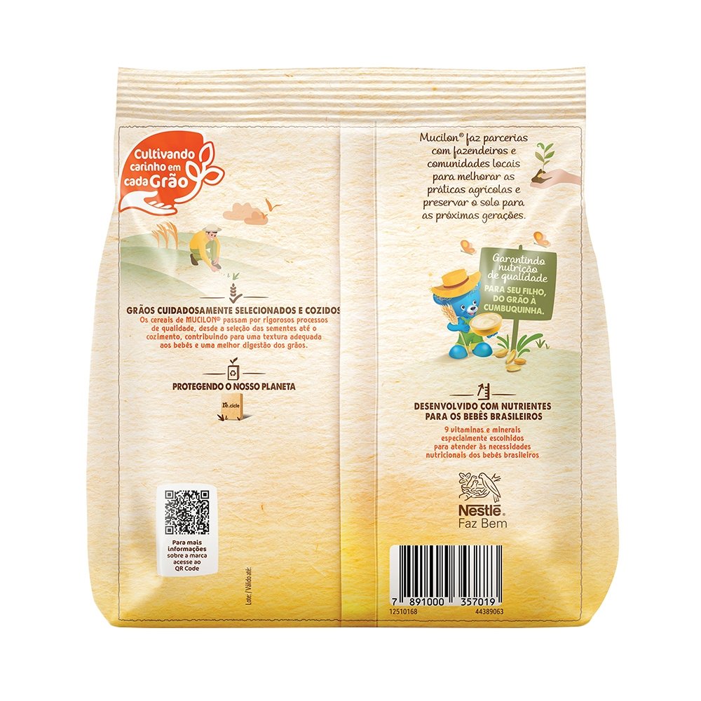 Cereal Infantil Mucilon de Arroz e Aveia 360g Embalagem com 9 Unidades