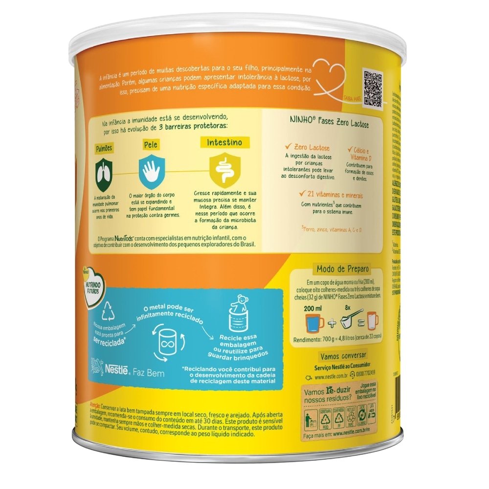 Leite em Pó Ninho Fases Zero Lactose 700g