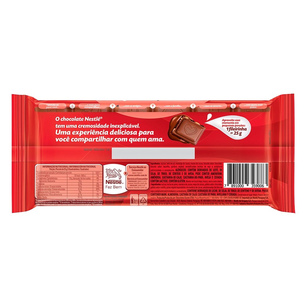 Chocolate Nestlé Classic Duo Cookie 150g - Embalagem com 22 Unidades