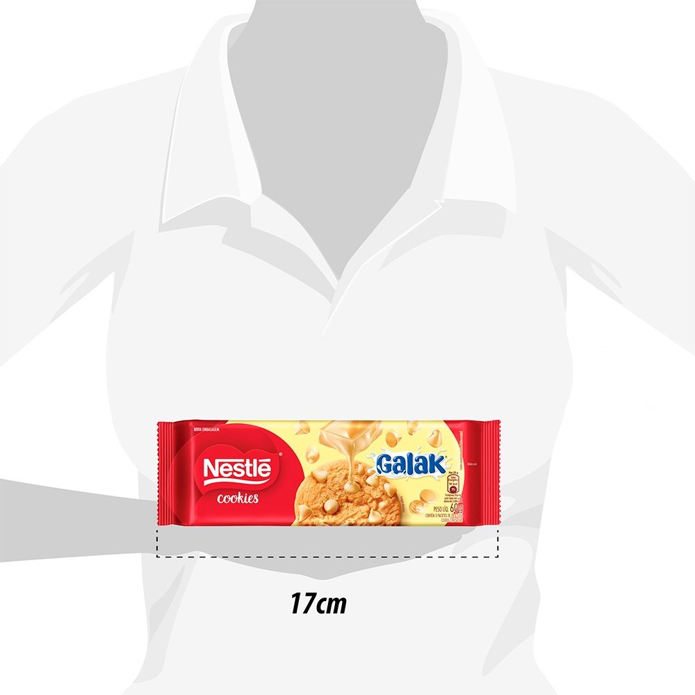 Biscoito Cookie Galak Branco com Gotas 60g - Embalagem com 52 Unidades