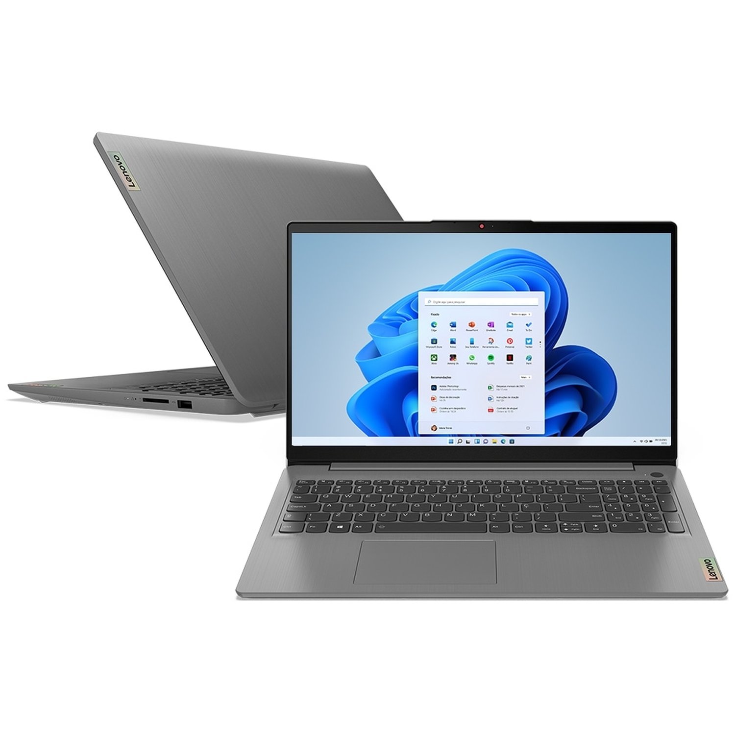 Notebook Lenovo IdeaPad 3i 82MD0007BR, Tela de 15.6" - Intel Core i5, Windows 11, SSD 256GB, 8GB RAM, Cinza