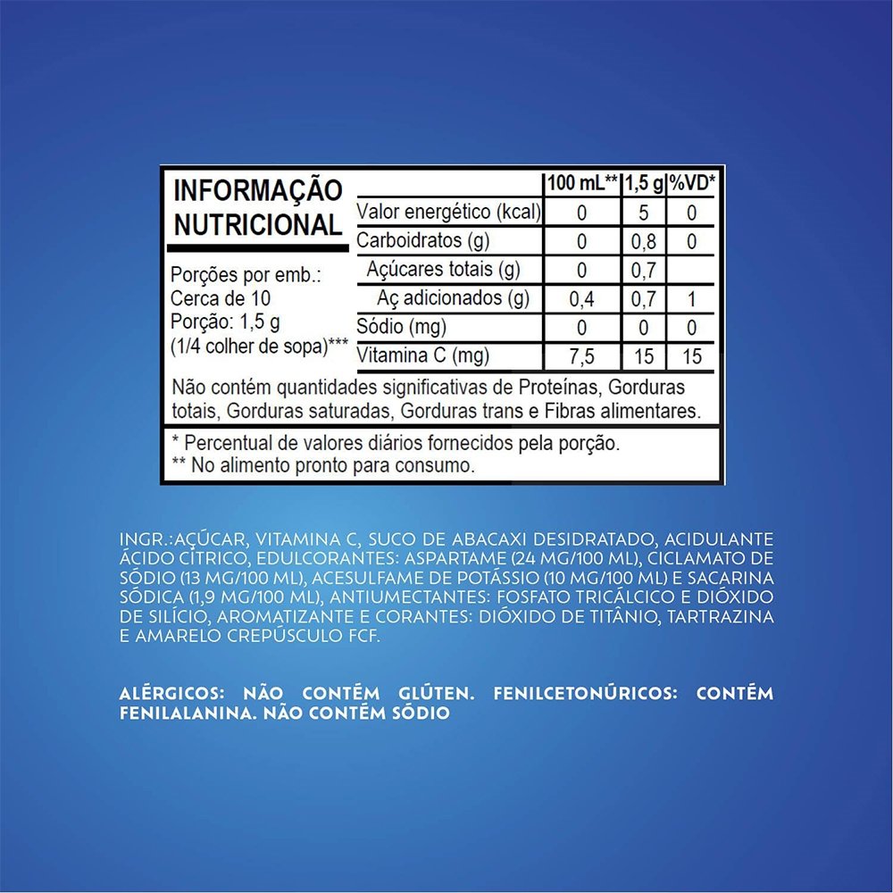 Refresco em Pó Fresh Abacaxi 15g Display com 15 Unidades