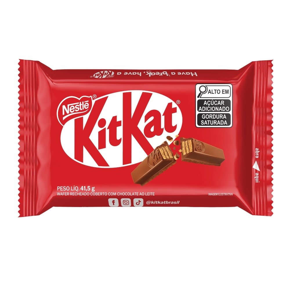 Chocolate Kitkat 4 Fingers Ao Leite 41,5g - Embalagem com 24 Unidades