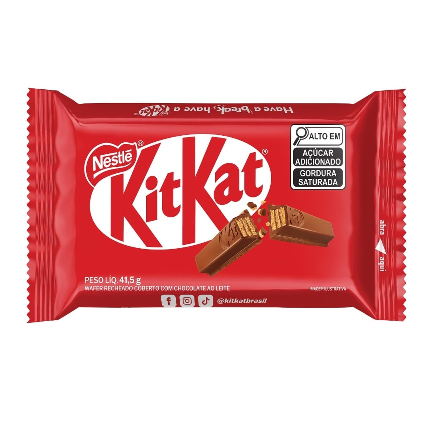 Chocolate Kitkat 4 Fingers Ao Leite 41,5g - Embalagem com 24 Unidades