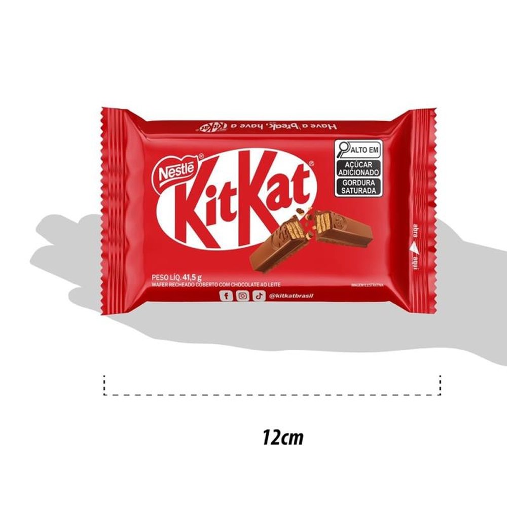 Chocolate Kitkat 4 Fingers Ao Leite 41,5g - Embalagem com 24 Unidades