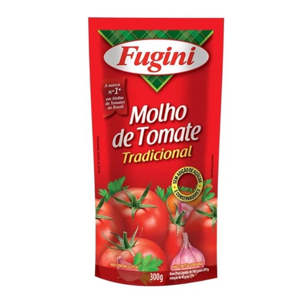 Molho de Tomate Fugini Tradicional Sachê 300g - Embalagem com 36 Unidades