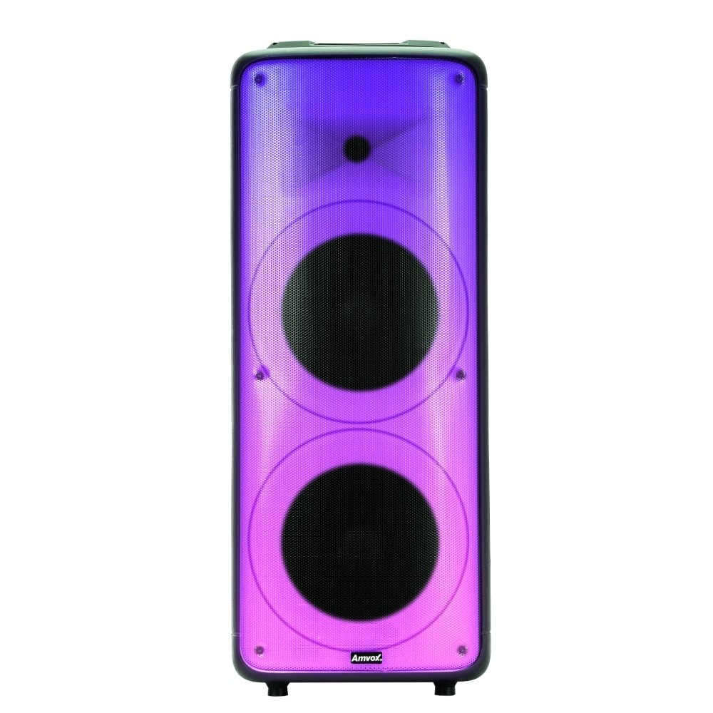 Caixa de Som Amplificada Amvox Partyvox 2000, USB/LED/Bluetooth/Bateria, 2000W, Bivolt