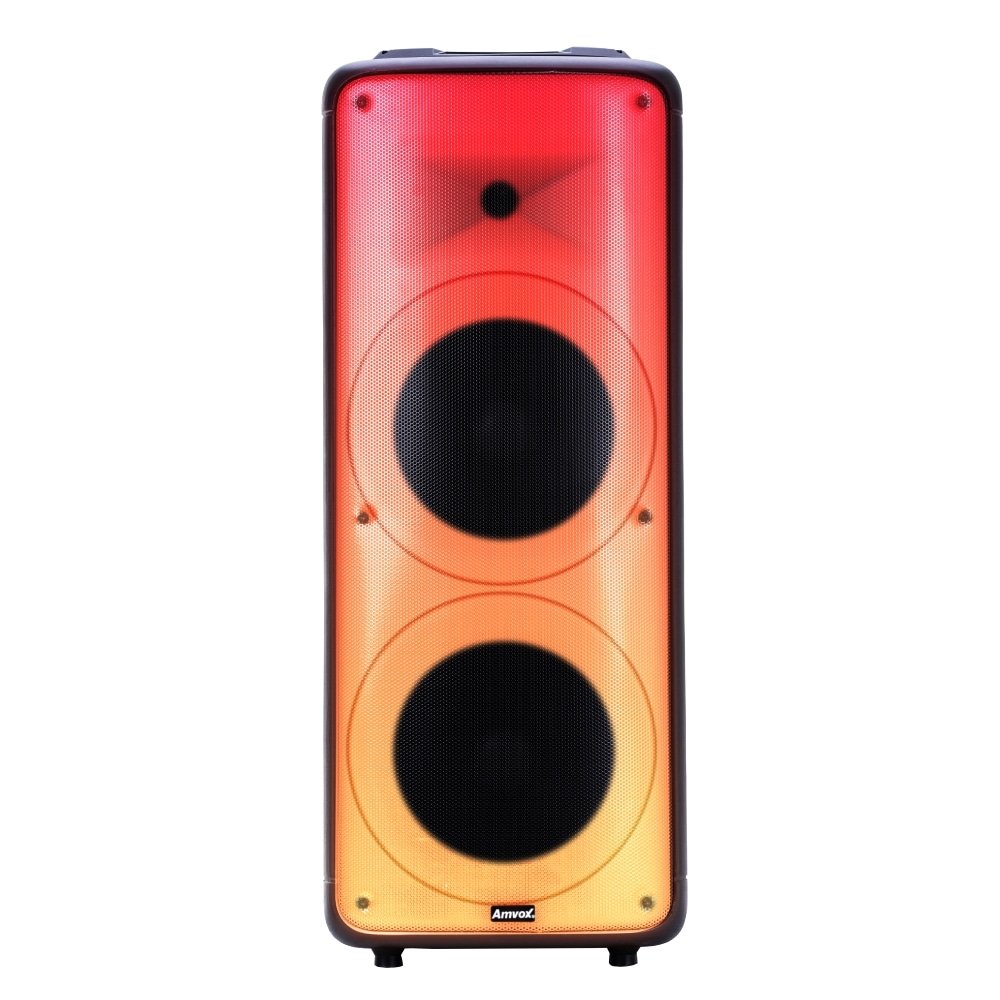 Caixa de Som Amplificada Amvox Partyvox 2000, USB/LED/Bluetooth/Bateria, 2000W, Bivolt