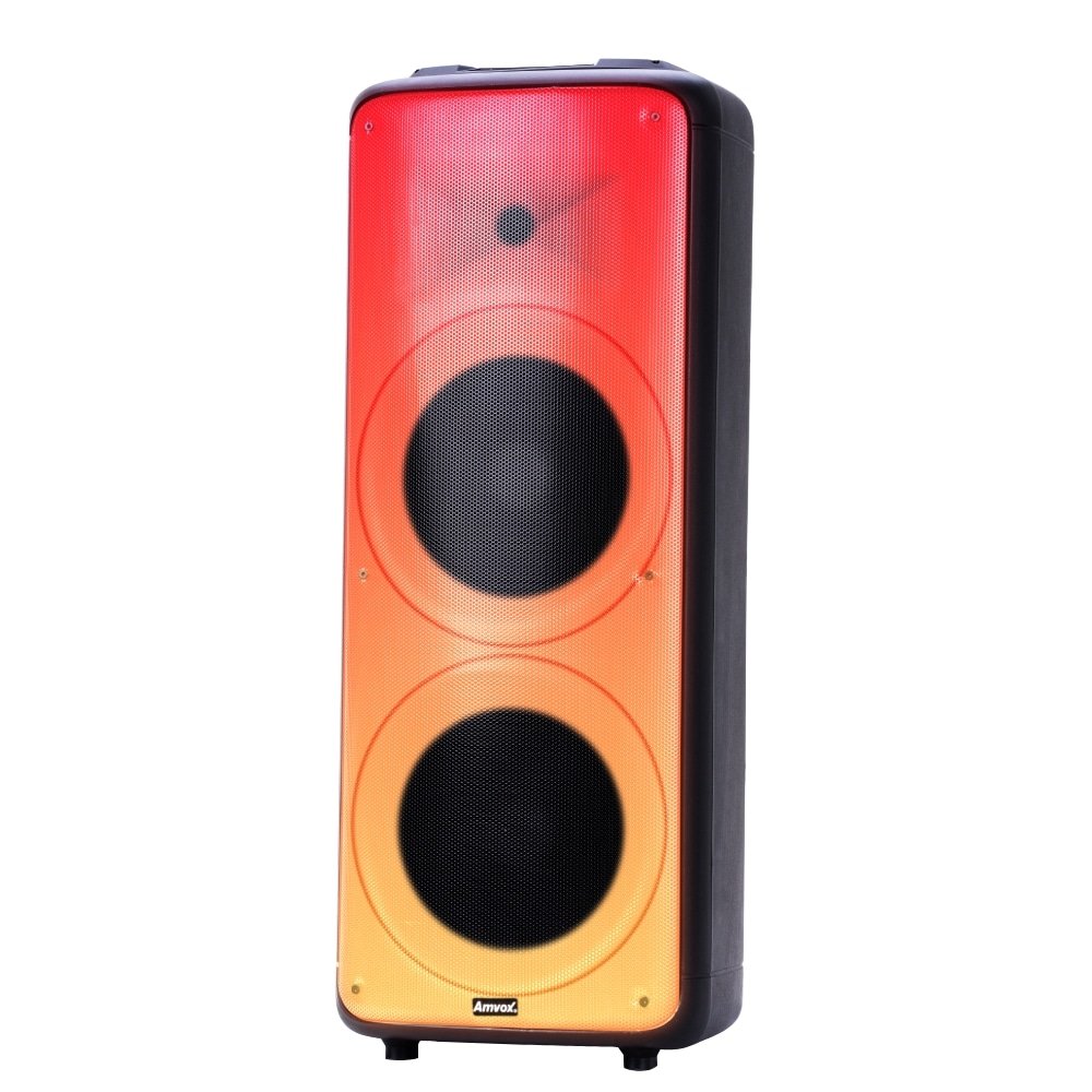 Caixa de Som Amplificada Amvox Partyvox 2000, USB/LED/Bluetooth/Bateria, 2000W, Bivolt