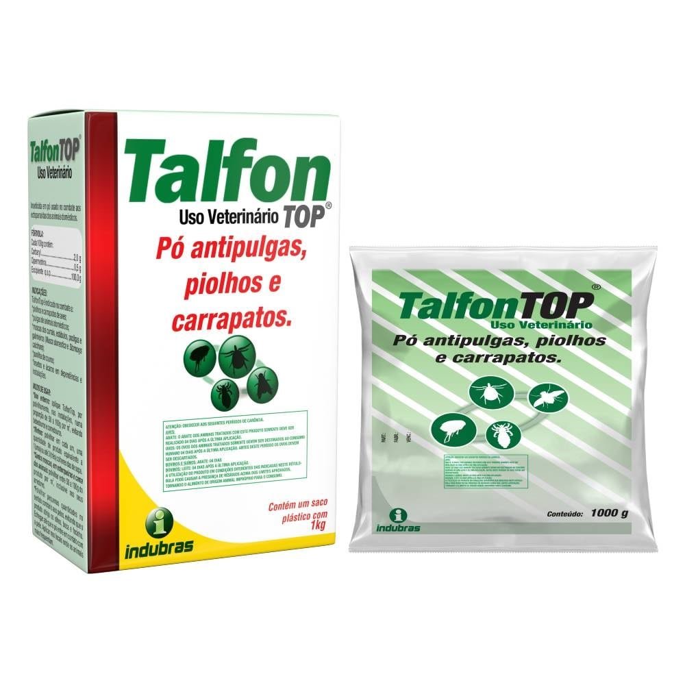 Talfon Top Indubras Inseticida Pó Antipulgas, Carrapatos e Piolhos 1kg