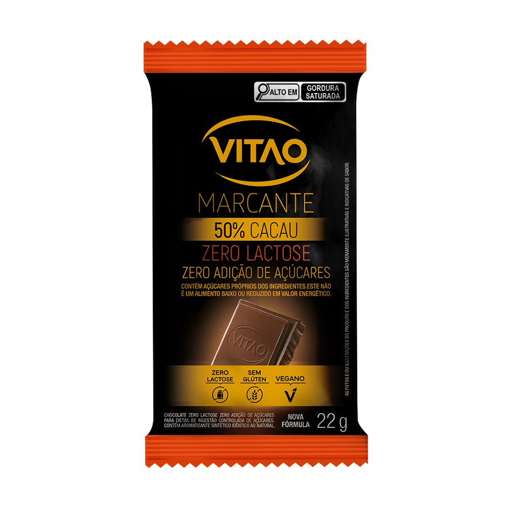 Chocolate Sem Lactose Zero 22g Caixa Com 48 Unidades