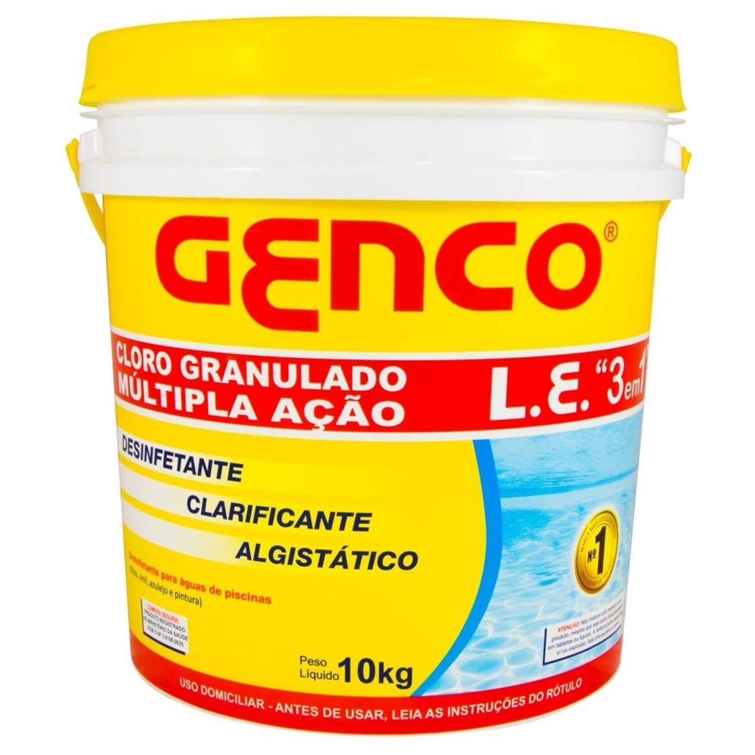 Genco Cloro Granulado L.E. 3 em 1 Multipla Ação 10kg Balde