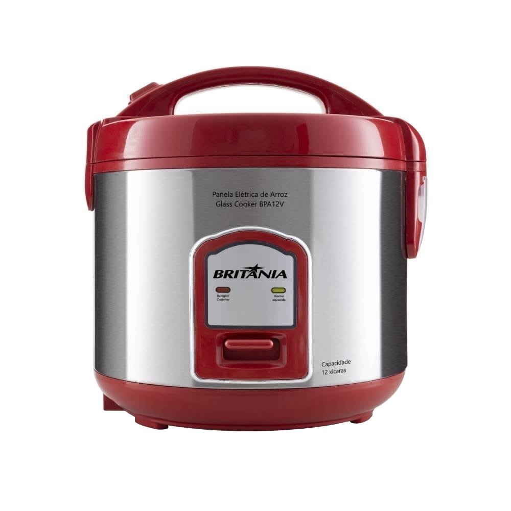 Panela Elétrica Britânia BPA12V, Capacidade de 12 Xícaras, Vermelho/Inox, 110V