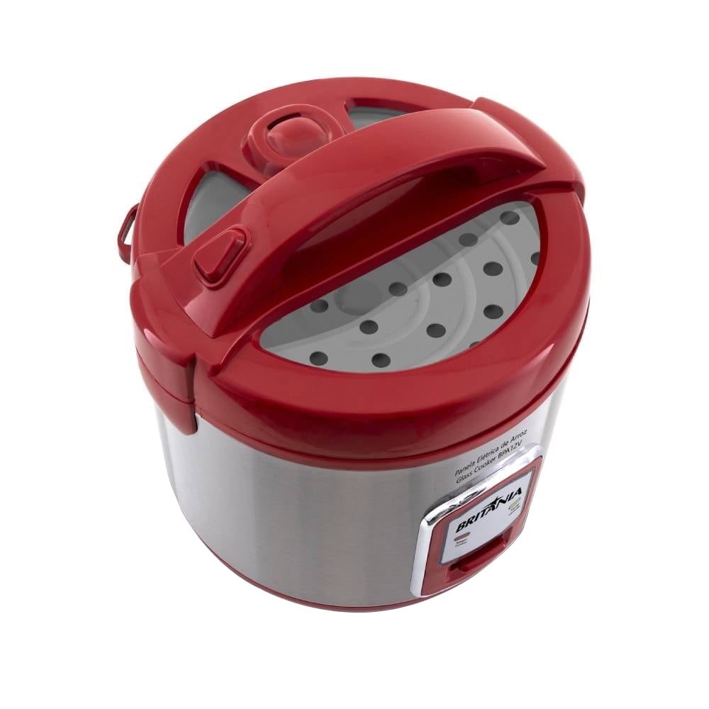 Panela Elétrica Britânia BPA12V, Capacidade de 12 Xícaras, Vermelho/Inox, 110V