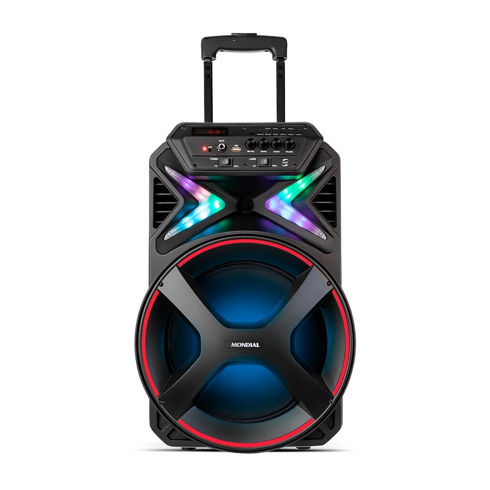 Caixa Amplificada Mondial CM400 - Bluetooth, USB/SD/AUX/MIC/FM, 400W, Bateria Interna, Bivolt