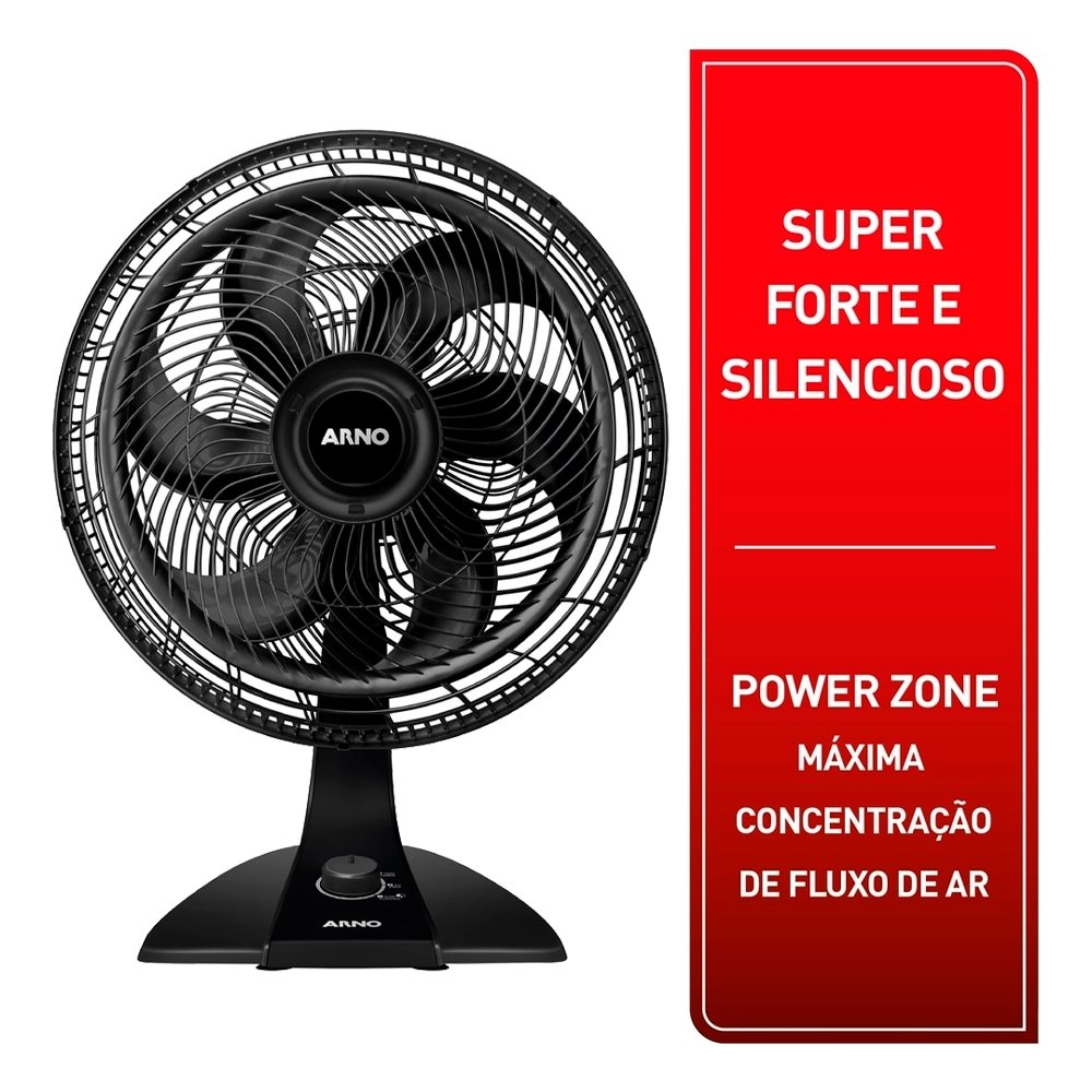 Ventilador de Mesa e Parede Arno VF42 Turbo Force, 40cm 2 em 1, 6 Pás, Preto, 220V