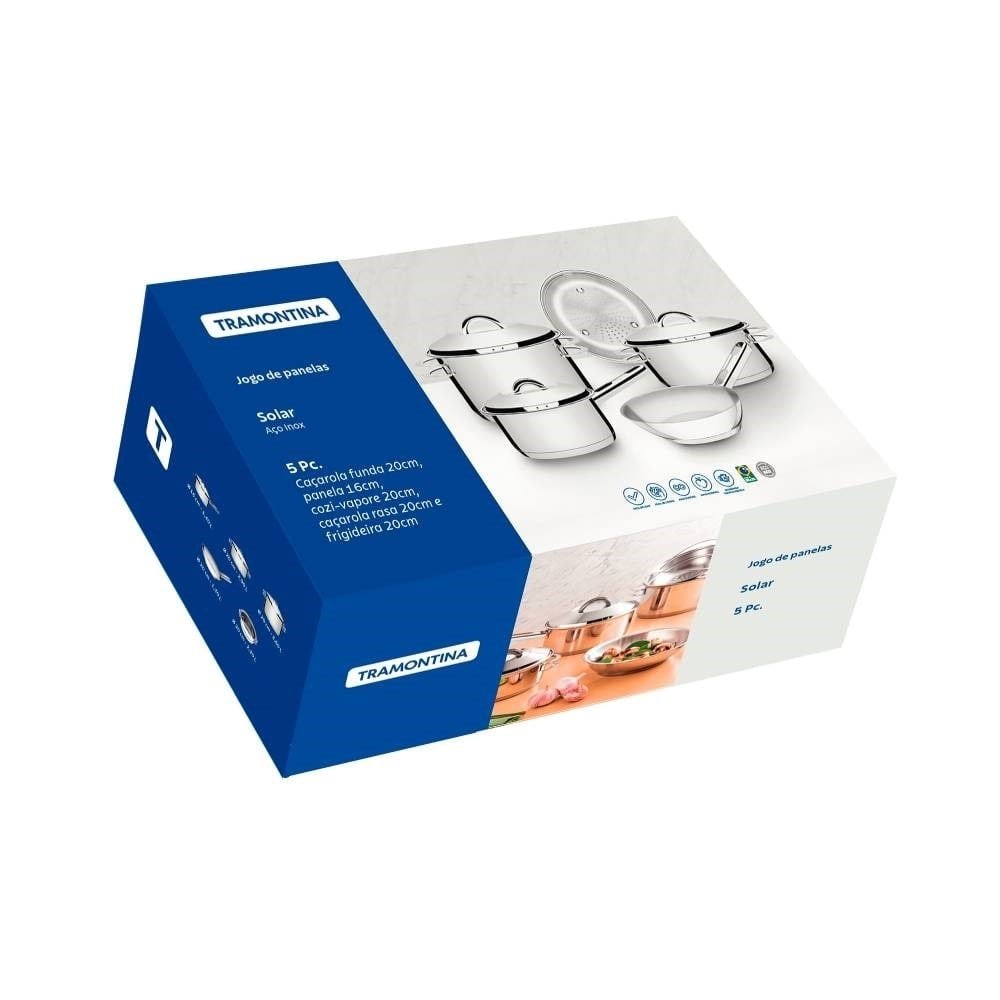 Jogo de Panela Tramontina Solar Inox Indução 5 Peças