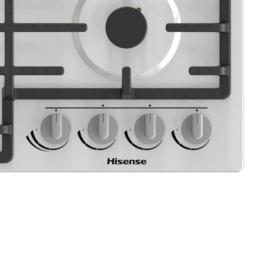 Cooktop a Gás 4 Bocas Hisense GM663XB - Acendimento Superautomático, Aço Inox, 220V