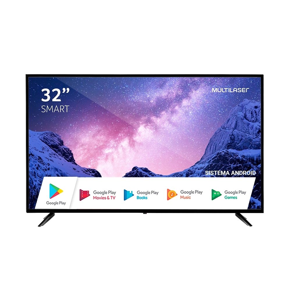 Smart TV DLED 32" Multilaser TL042, HD, Wi-Fi, 3 HDMI, 2 USB, Comando de Voz, 60Hz