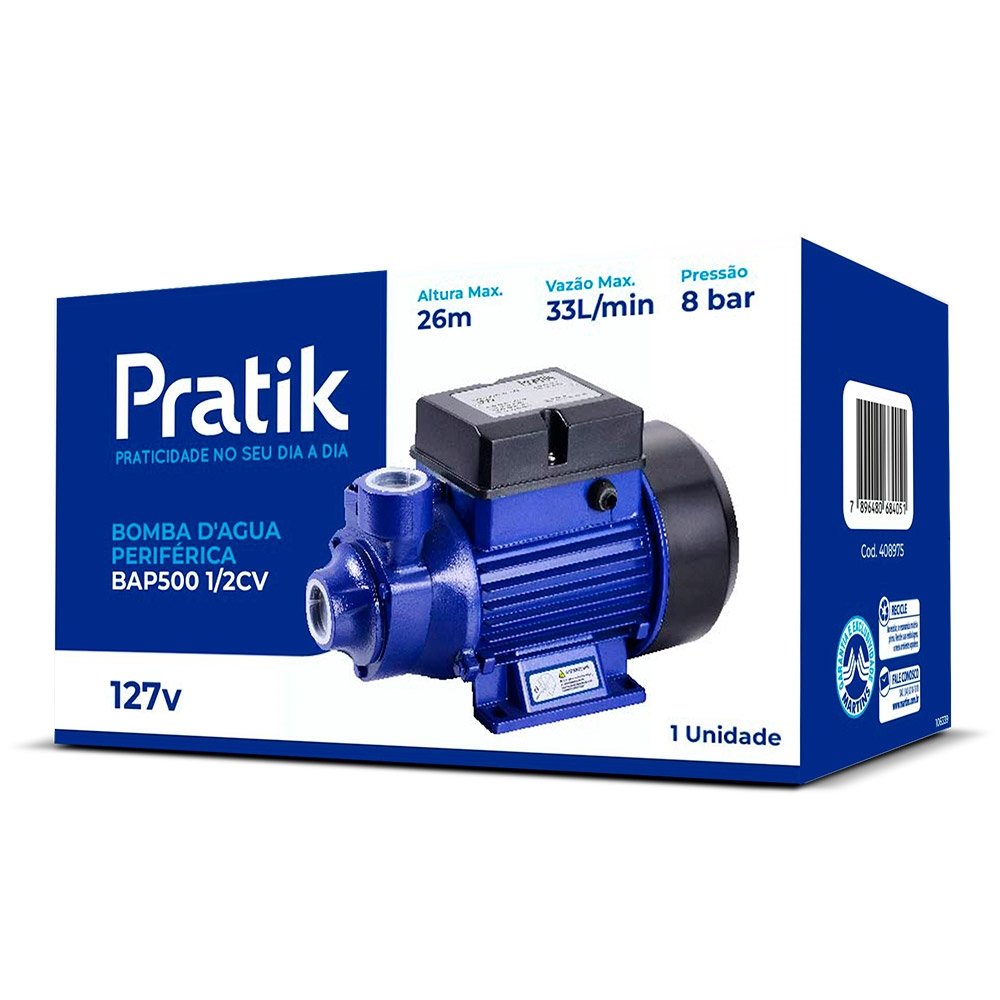 Bomba Periférica Pratik 1/2CV BAP500 110V