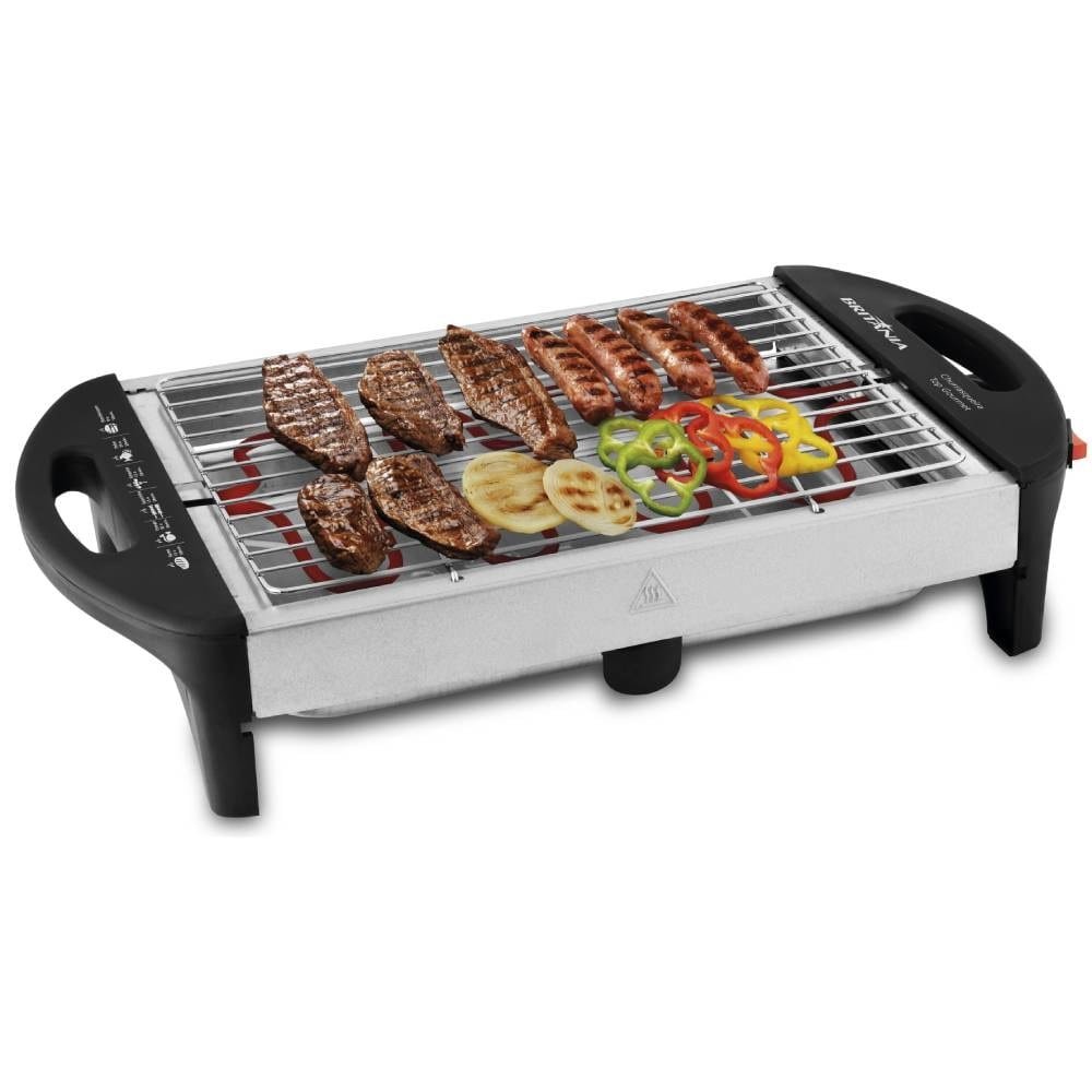 Churrasqueira Elétrica Britânia Top Gourmet, 1600W, Preto/Inox, 110V
