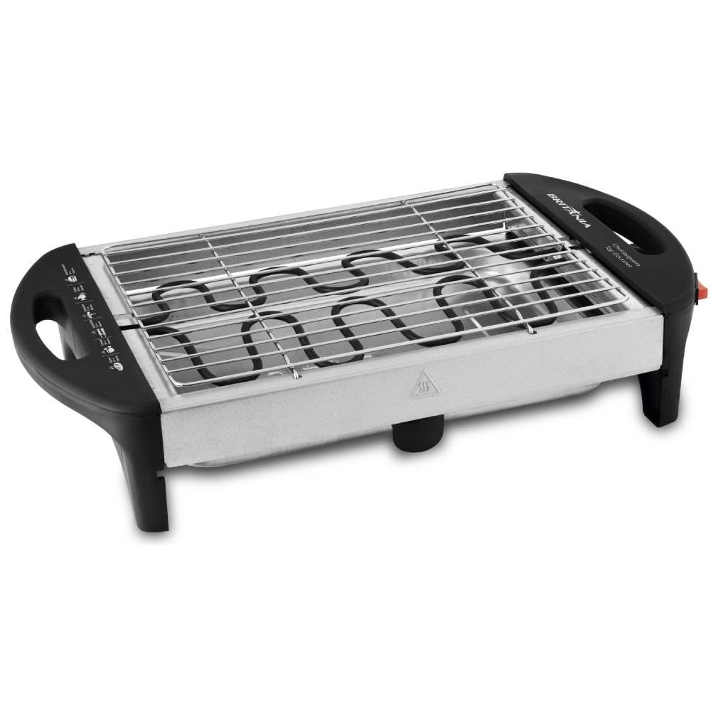 Churrasqueira Elétrica Britânia Top Gourmet, 1600W, Preto/Inox, 110V