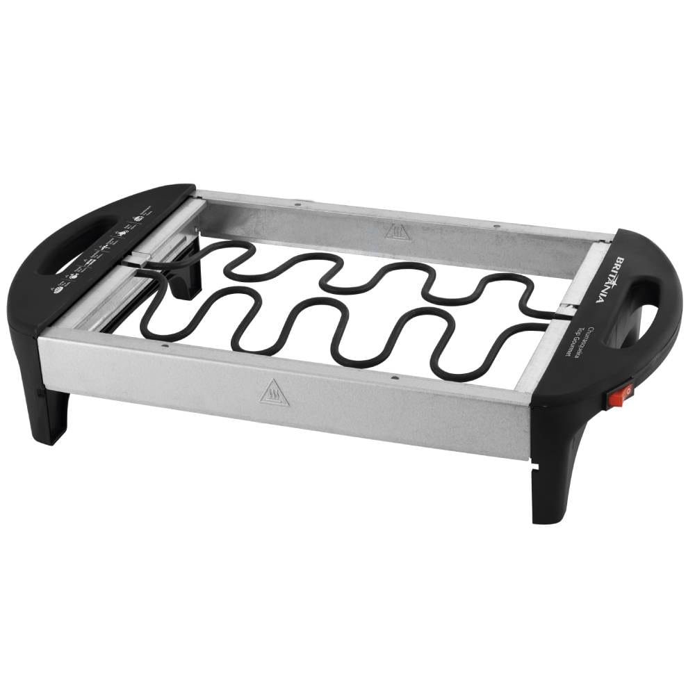 Churrasqueira Elétrica Britânia Top Gourmet, 1600W, Preto/Inox, 110V