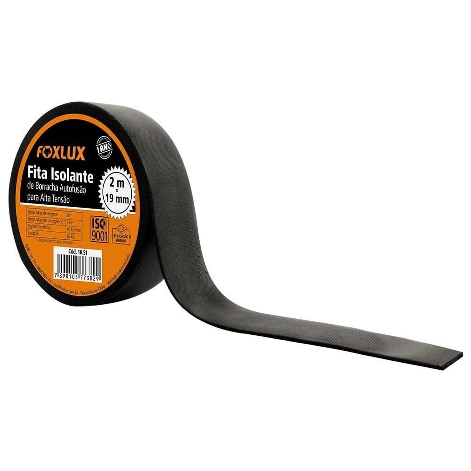 Fita Isolante Foxlux Auto Fusão 19mmx2m - Embalagem com 10 Unidades