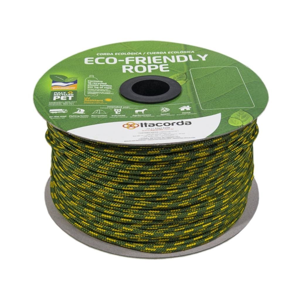 Corda Trançada Pratik Pet Verde/Amarelo Carretel 6mmx200m