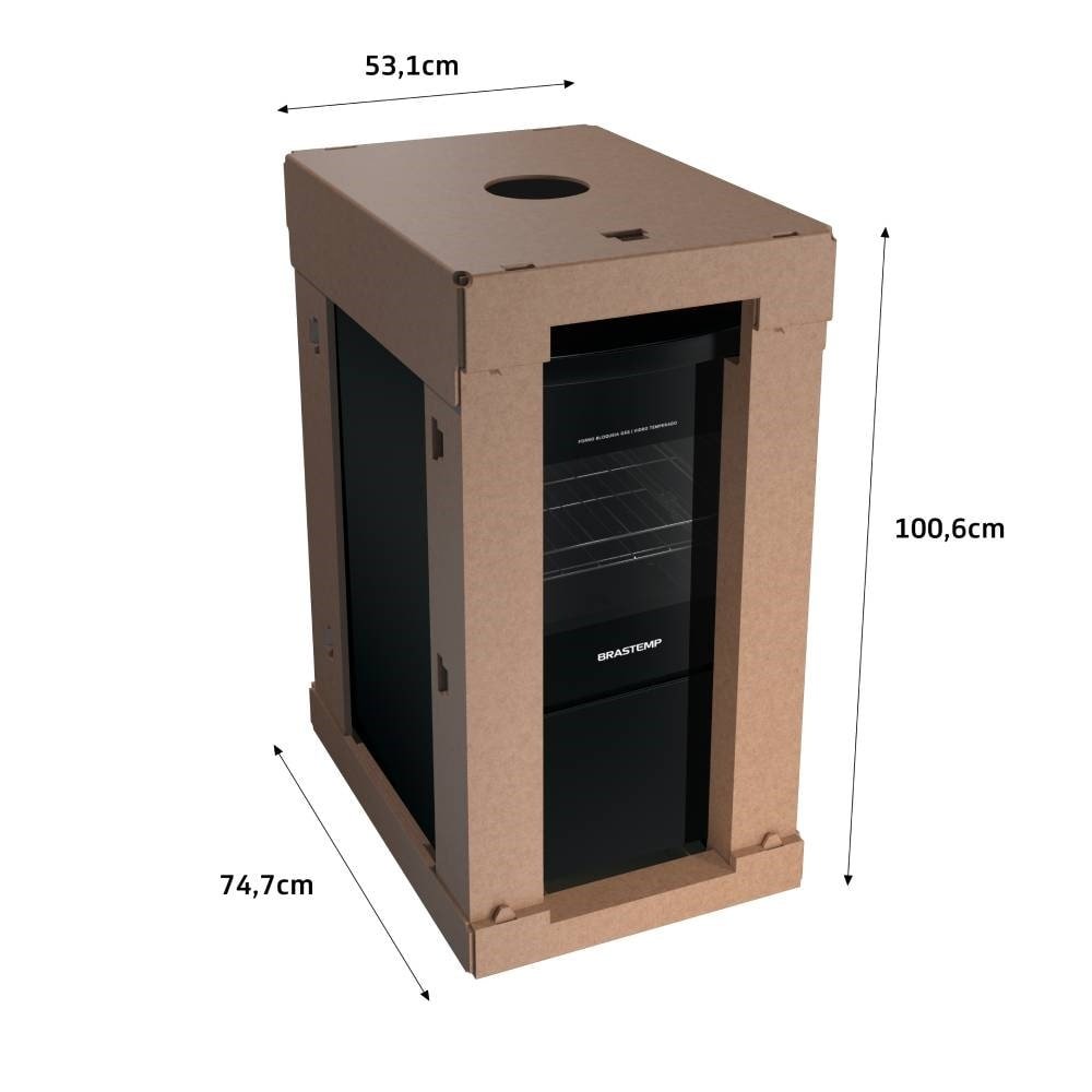 Fogão de Piso Brastemp BFO4VAEUNA, Acendimento Automático, Mesa de Vidro, Preto, Bivolt
