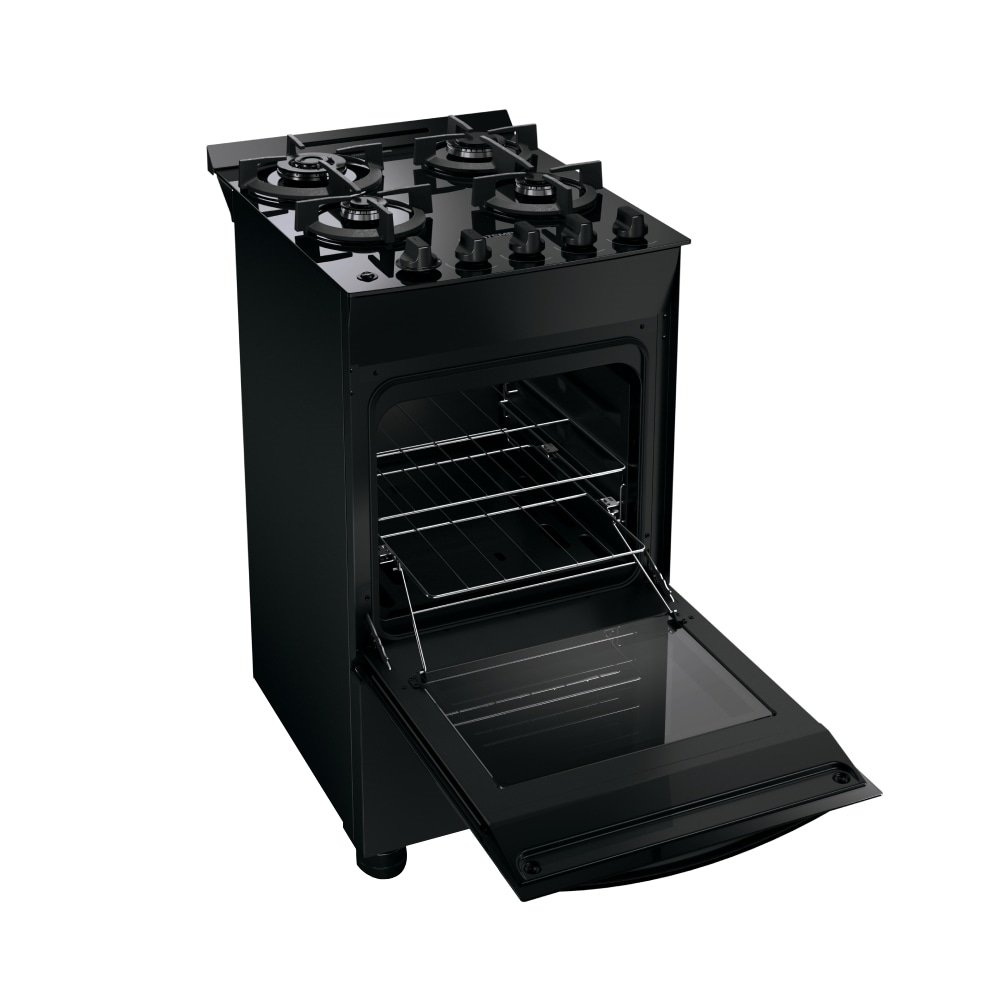 Fogão de Piso Brastemp BFO4XAEUNA - Acendimento Automático, Mesa de Vidro, Preto, Bivolt