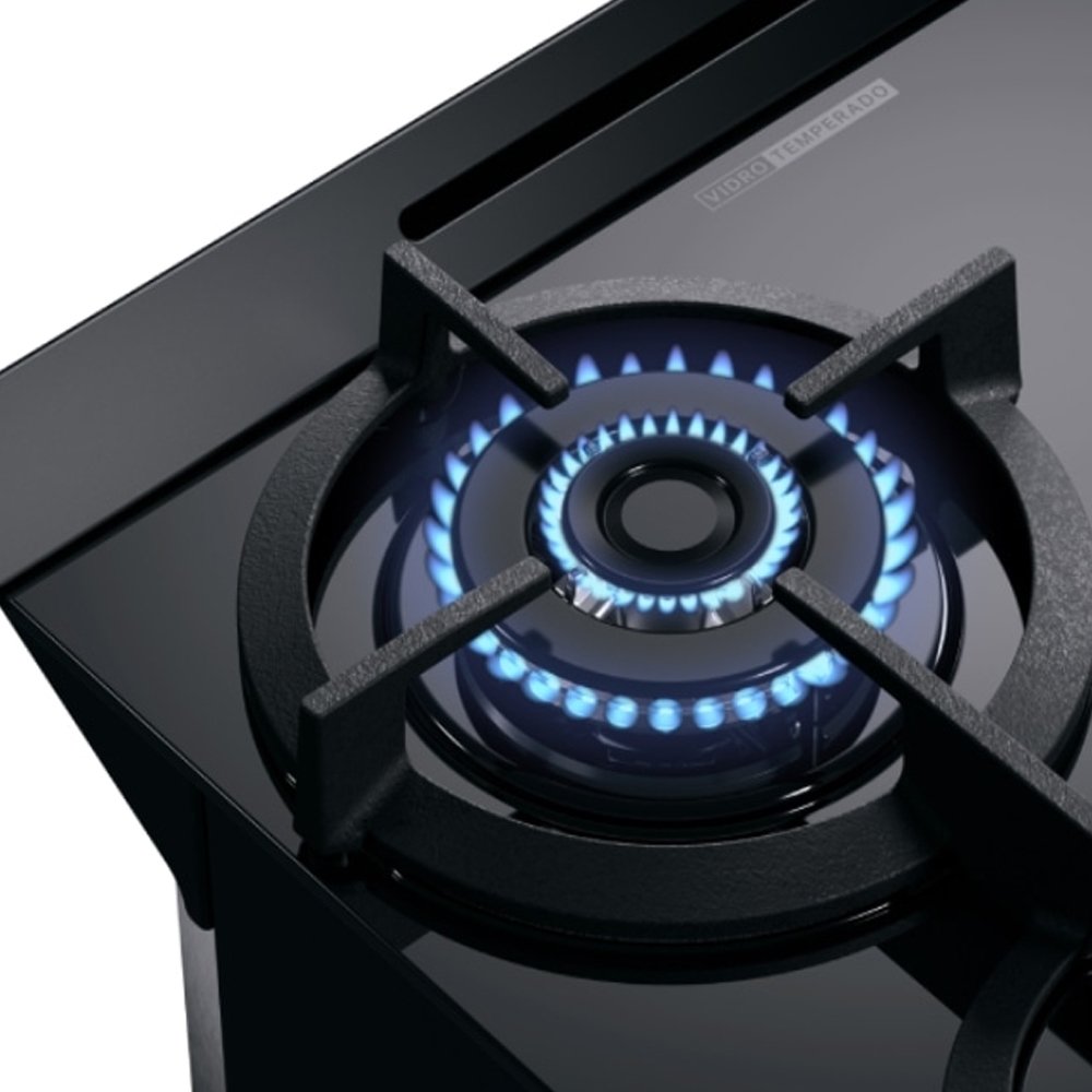 Fogão de Piso Brastemp BFO4XAEUNA - Acendimento Automático, Mesa de Vidro, Preto, Bivolt