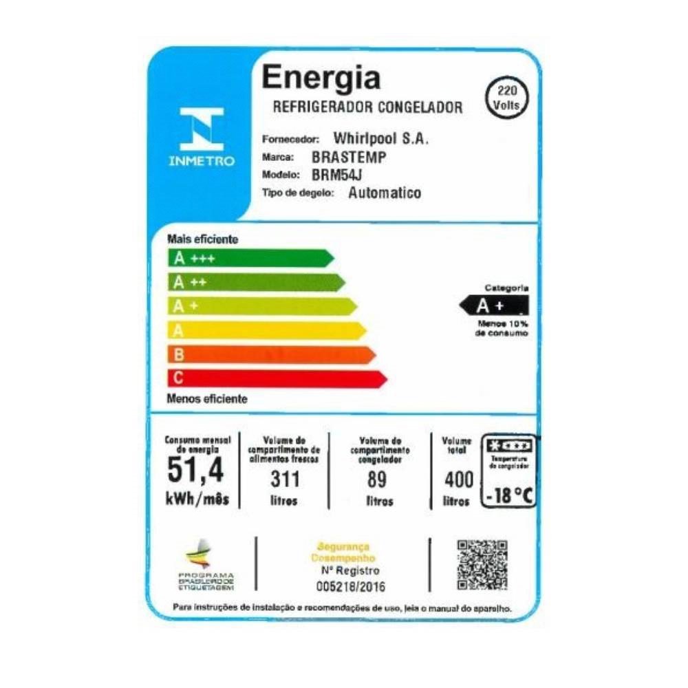 Geladeira/Refrigerador Brastemp 400 Litros BRM54JB | Frost Free, 2 Portas, Branco, 220V